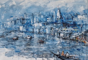 Hafengemälde des indischen Künstlers Kashi Nath Das